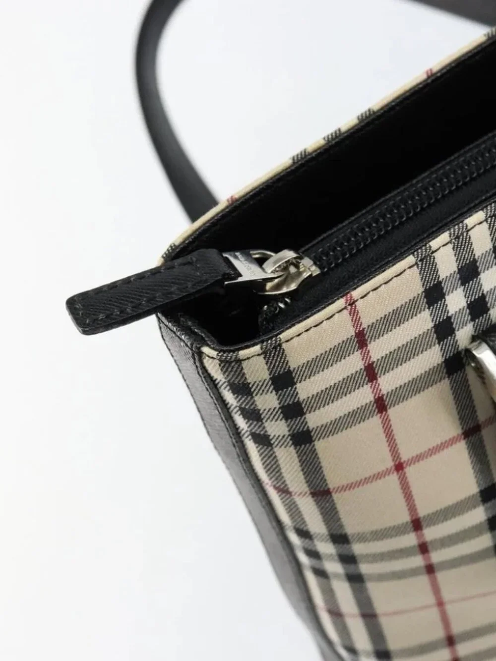 BURBERRY Nova Check Hand Bag Canvas Beige Silver Auth 154458 - Picture 14 of 16